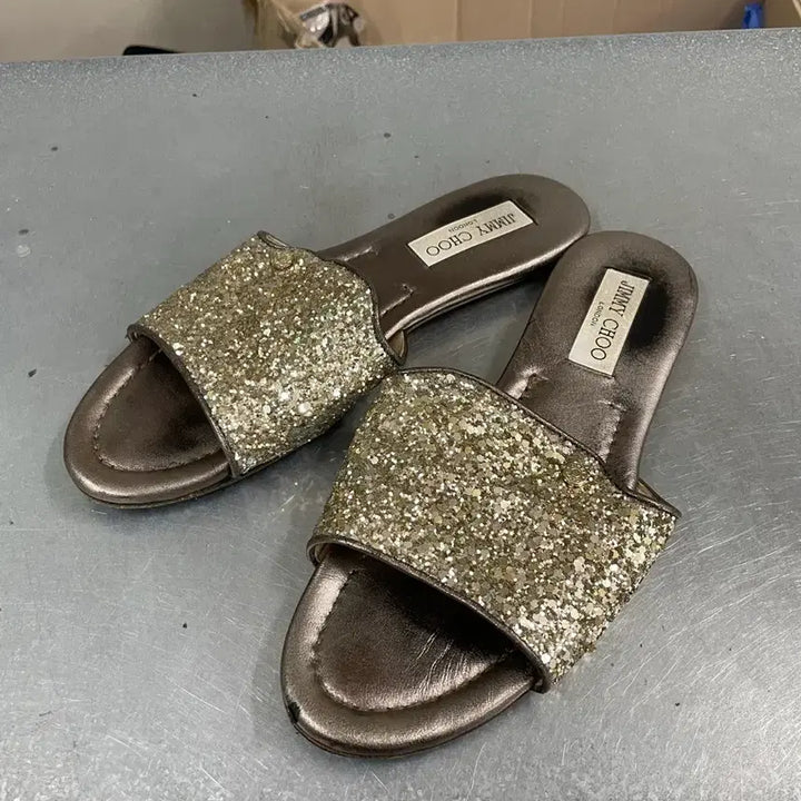 [BUNJANG] Jimmy Choo Glitter Slippers EU38.5 / 지미추 글리터 슬리퍼 Eu38.5