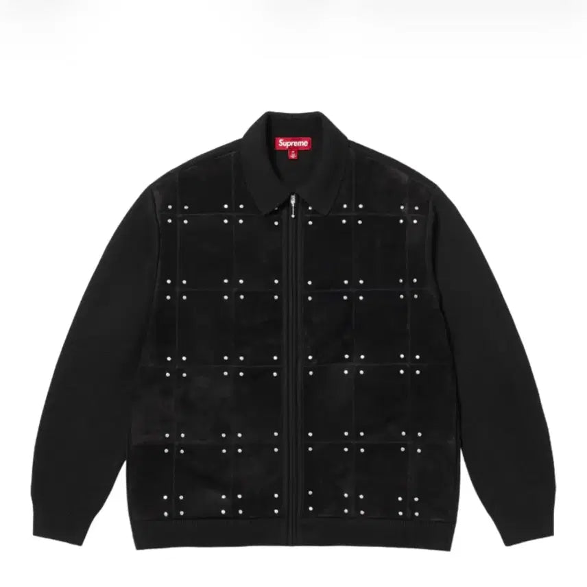 [BUNJANG] Supreme Stud Suede Zip-Up Cardigan Black M / M) 슈프림 스터드 스웨이드 집업 가디건 블랙