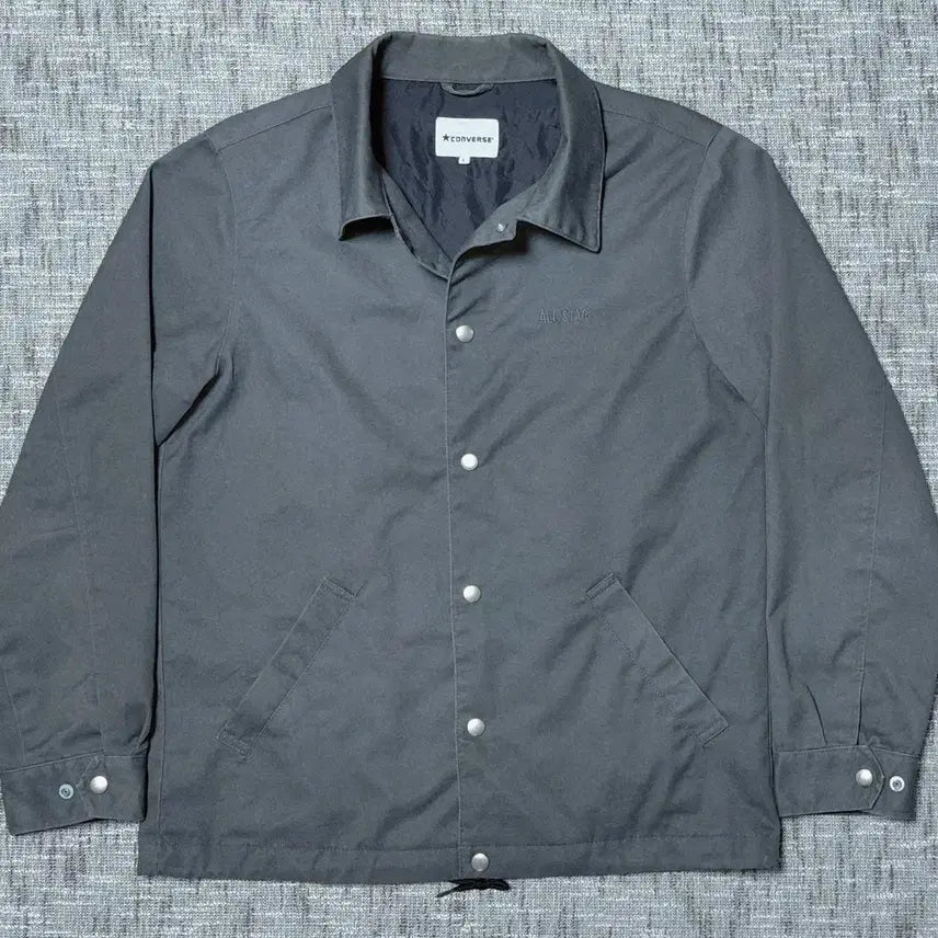 [BUNJANG] Converse All Star Big Logo Coach Jacket (Charcoal) / [L] 컨버스 올스타 빅로고 코치 자켓 (차콜)