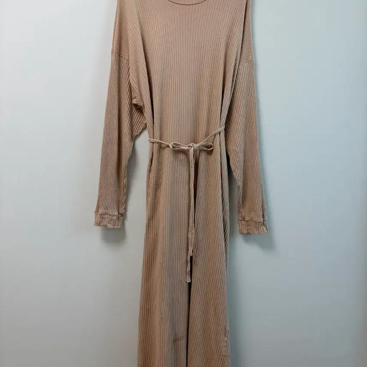 [BUNJANG] Ribbed Long Dress Beige / 베이지 골지 롱 원피스