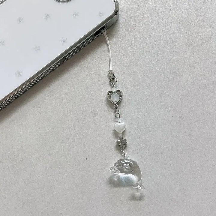 [BUNJANG] Clear Dolphin Bead Keychain / 돌고래 비즈키링 (투명)