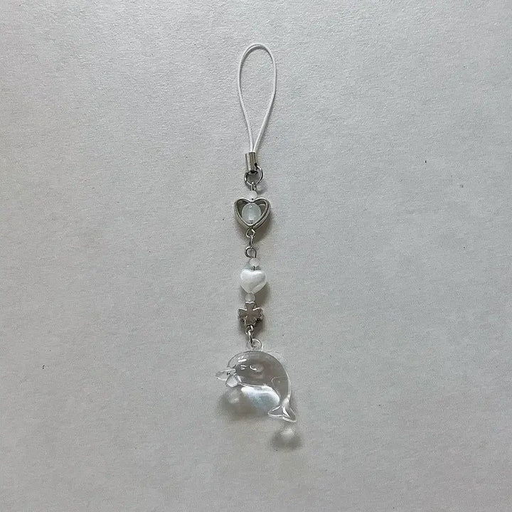 [BUNJANG] Clear Dolphin Bead Keychain / 돌고래 비즈키링 (투명)