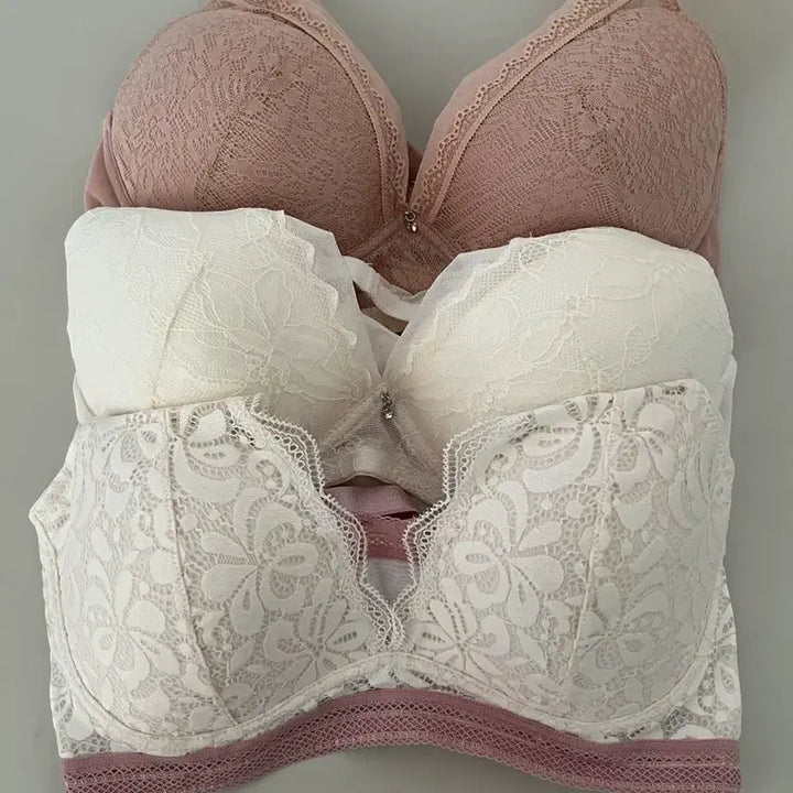 [BUNJANG] Vivien Lace Wire-Free Bra Set (75C) / 비비안 레이스 노와이어 브라 75C 스킨핑크,화이트,화이트/라벤더 세트