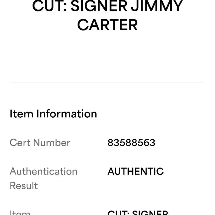 [BUNJANG] Jimmy Carter Autographed Encapsulated Memorabilia / [PSA 인증] 미국 전 대통령 지미 카터 친필 싸인 캡슐화
