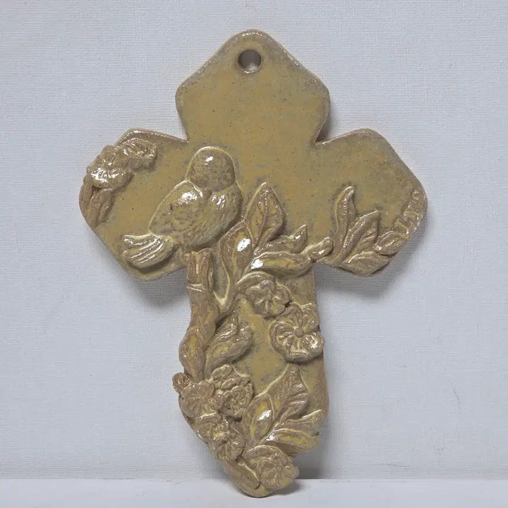 [BUNJANG] Handmade Ceramic Cross with Rose Detail / 도자기 십자가 도자기 가톨릭 십자가 도자기 장미