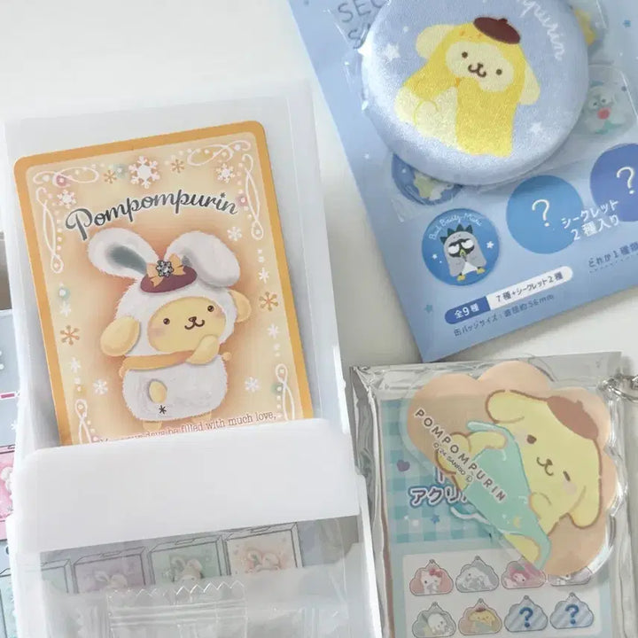 [BUNJANG] Sanrio Pompompurin Card Case / Keyring / Badge Bundle Set / 산리오 폼폼푸린 카드케이스/키링/뱃지 일괄