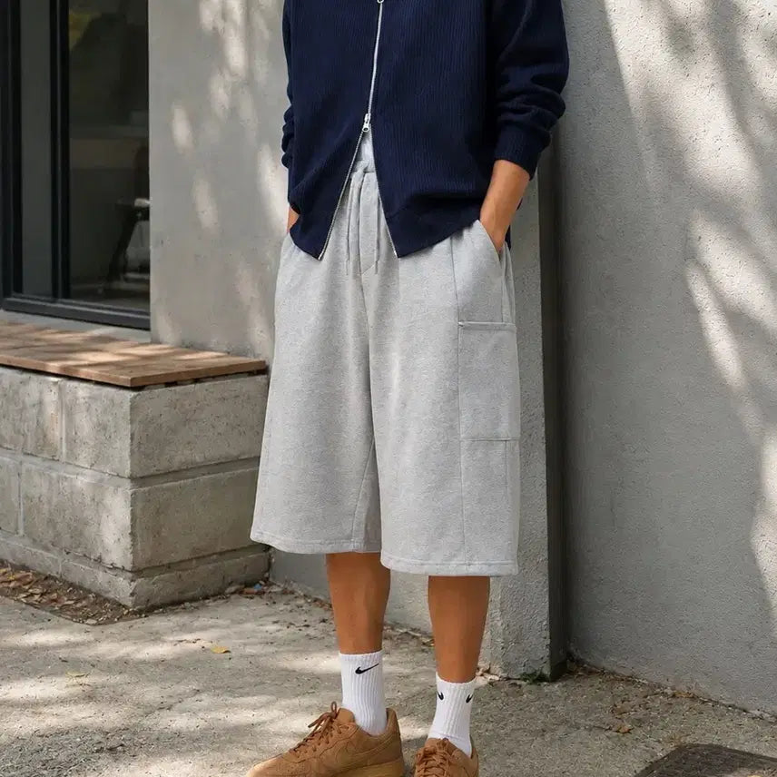 [BUNJANG] Comfortable Bermuda Shorts / 새상품 꾸안꾸 스냅 버뮤다팬츠 / 메란지 FREE