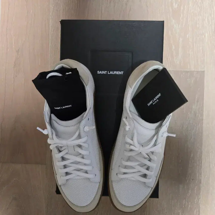[BUNJANG] Saint Laurent White Leather Sneakers / 생로랑 화이트 레더 스니커즈 새상품