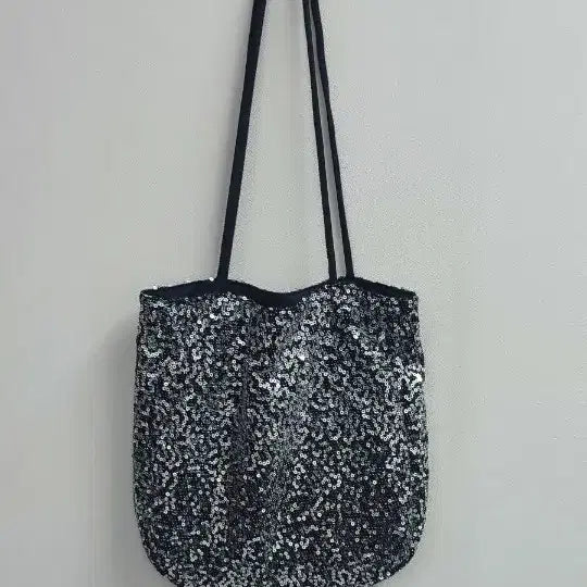 [BUNJANG] Mini Silver Sequin Eco Bag / 미니 실버 스팽글 에코백