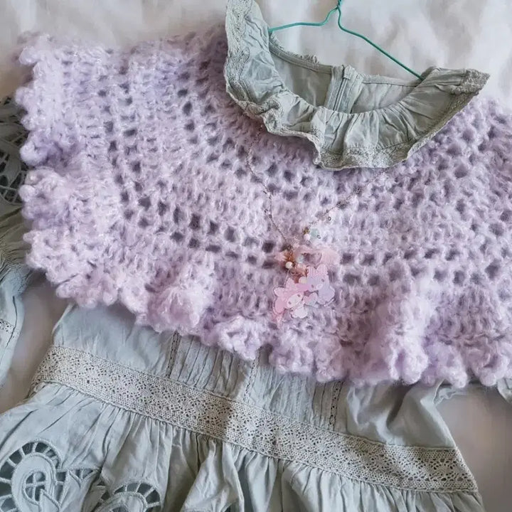 [BUNJANG] Lavender Crochet Cape Collar / 라벤더 크로셰 케이프 카라  (뜨개,코바늘)