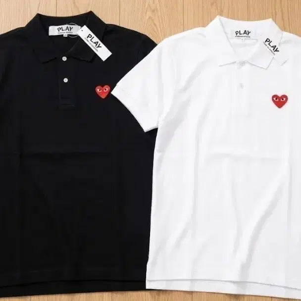 [BUNJANG] Comme des Garçons Red Emblem Polo T-Shirt / 정품/무료배송) 꼼데가르송 카라 반팔티셔츠 , 블랙 화이트