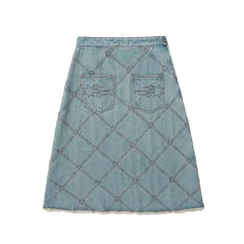 [BUNJANG] Nice Ghost Club Denim Panel Skirt (Blue) / 나이스고스트클럽 패널 스커트 (블루) S