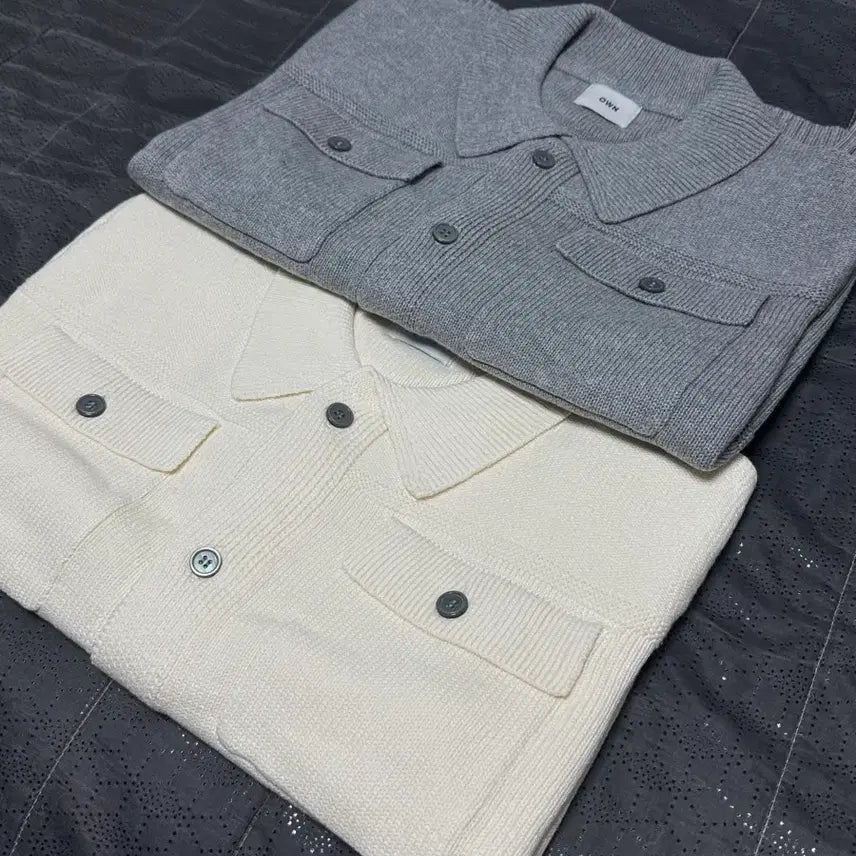 [BUNJANG] Two Pocket Collar Knit Short Sleeve Cardigan / (새상품)투포켓 카라 니트 반팔 가디건