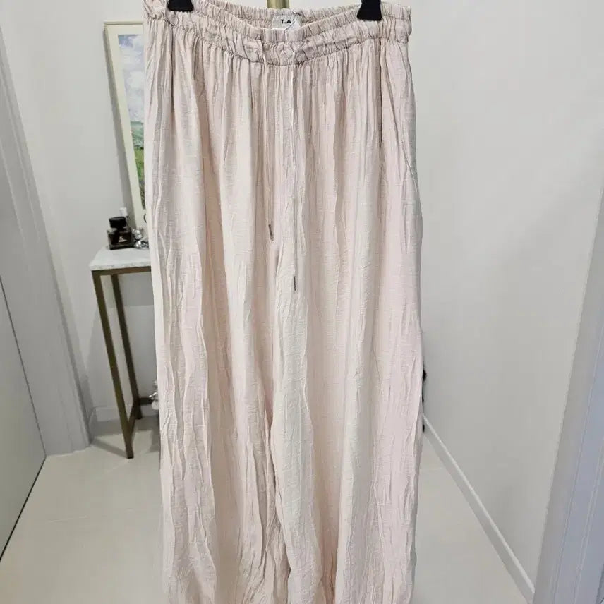 [BUNJANG] Wrinkle Rayon Draping Wide-Leg Pants / 링클 주름밴딩 와이드바지