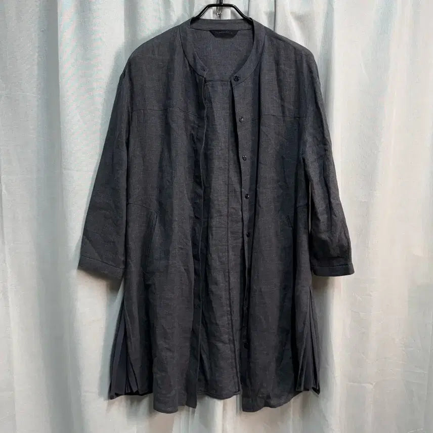 [BUNJANG] Flamingo Linen Mandarin Collar Jacket / [FREE] FLAMINGO 차이나넥 셔츠 플리츠 린넨 마 롱 자켓
