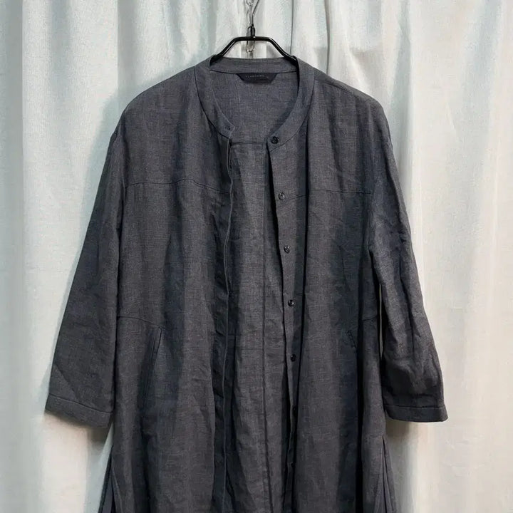 [BUNJANG] Flamingo Linen Mandarin Collar Jacket / [FREE] FLAMINGO 차이나넥 셔츠 플리츠 린넨 마 롱 자켓