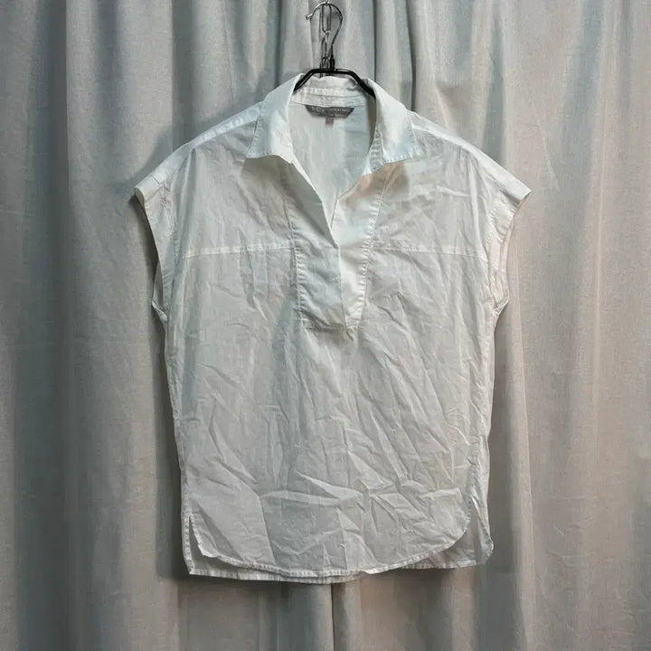 [BUNJANG] VOV White Cotton Short-Sleeve Blouse / [FREE] VOV 보브 여름 화이트 코튼 반팔 블라우스