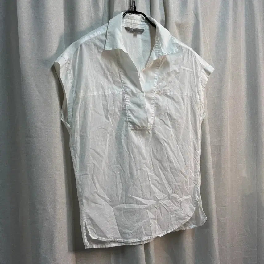 [BUNJANG] VOV White Cotton Short-Sleeve Blouse / [FREE] VOV 보브 여름 화이트 코튼 반팔 블라우스