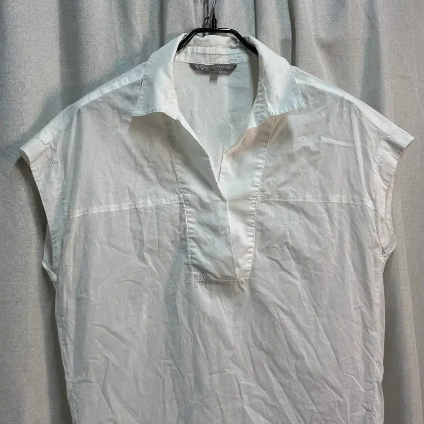 [BUNJANG] VOV White Cotton Short-Sleeve Blouse / [FREE] VOV 보브 여름 화이트 코튼 반팔 블라우스