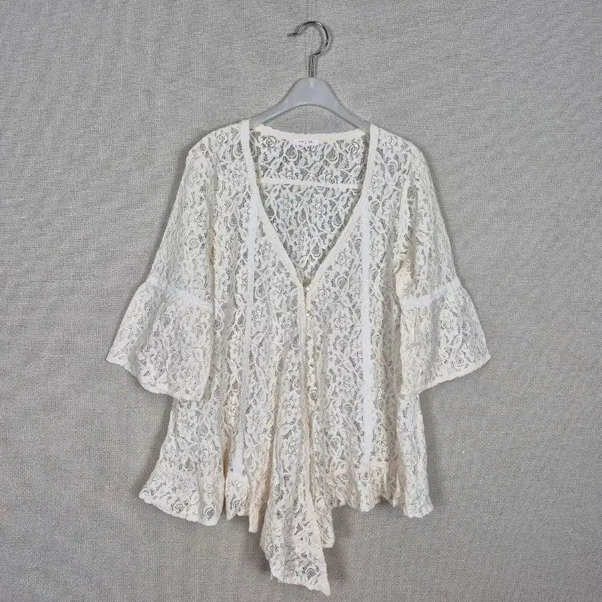 [BUNJANG] Ivory Lace 7/10 Sleeve Cardigan / (M)55,66추천 면혼방 아이보리 레이스 7부소매 가디건