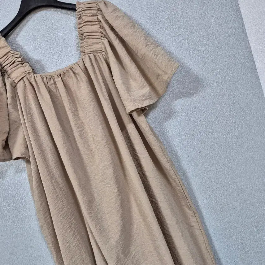 [BUNJANG] Square Neck Puff Sleeve Linen Dress / 퍼프소매 스퀘어넥 린넨 원피스 66