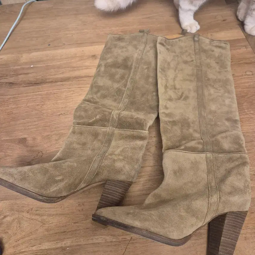 [BUNJANG] Suede Long Boots Camel Brown Heels / 스웨이드 롱 부츠 카멜 브라운 힐