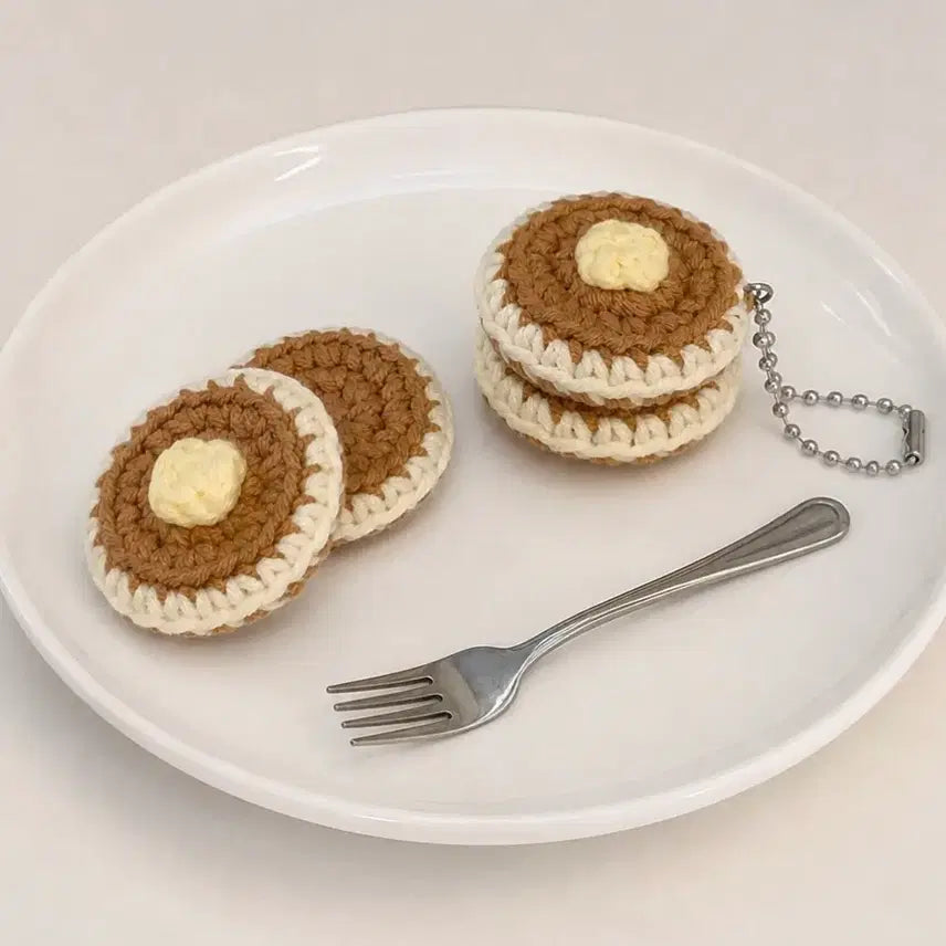 [BUNJANG] Handmade Crocheted Pancake Keychain / 뜨개 팬케이크 키링 핸드메이드