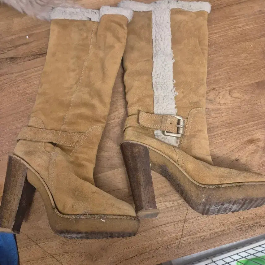 [BUNJANG] Michael Kors Suede Trimmed Long Boots / 마이클코어스 스웨이드 털 트리밍 롱 부츠 힐