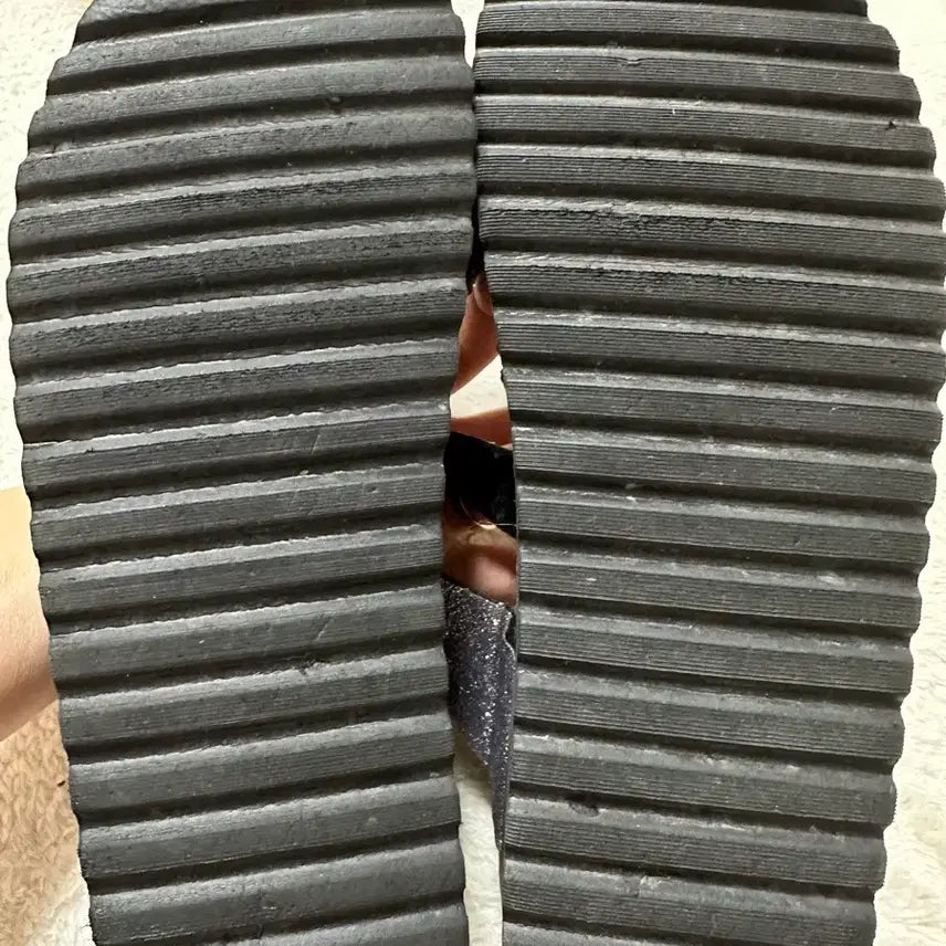 [BUNJANG] Silver Glitter Strap Sandals 250 / 실버 글리터 스트랩샌들 250
