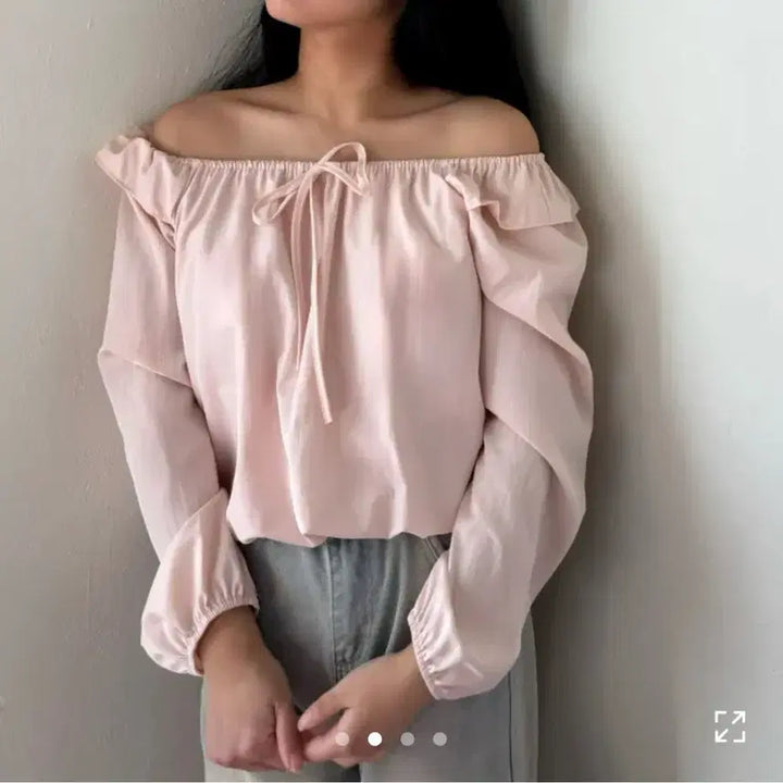 [BUNJANG] Balloon Off-Shoulder Top - Pink / 벌룬 오프숄더 핑크