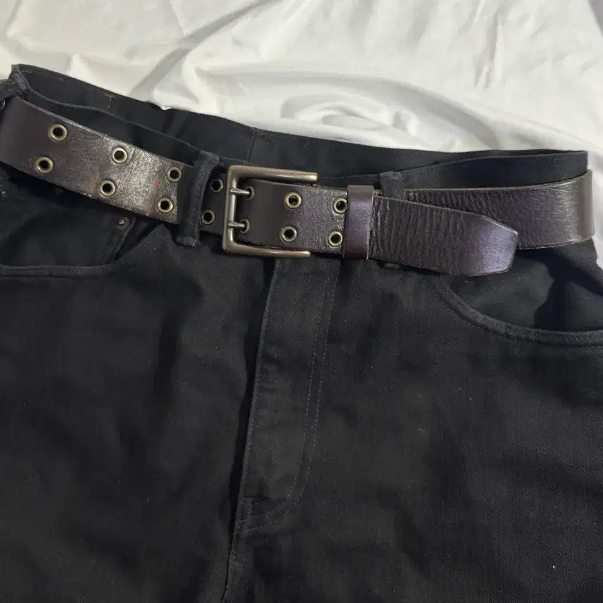 [BUNJANG] Vintage Eyelet Leather Belt / 빈티지 아일렛 레더 벨트
