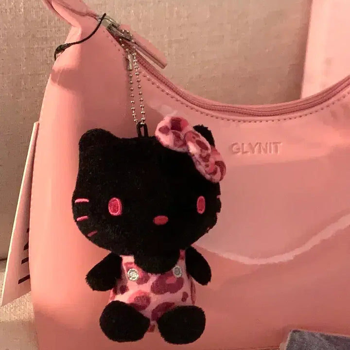 [BUNJANG] Sanrio Hello Kitty Pink Leopard Print Keychain Mascot / 일본 산리오 정품 블랙 헬로 키티 핑크 레오파드 호피 갸루 키링 마스코트