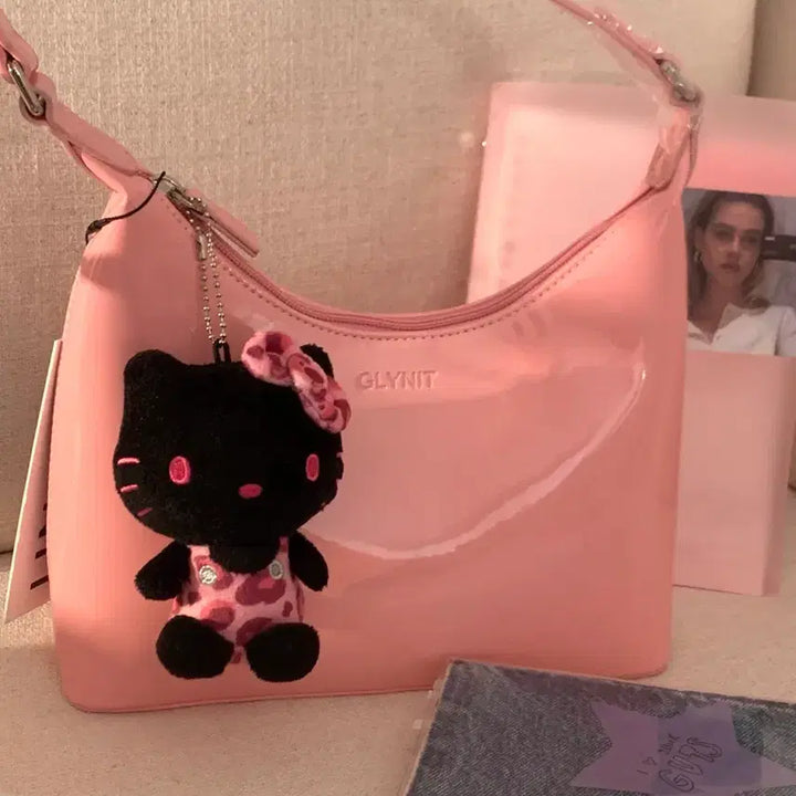 [BUNJANG] Sanrio Hello Kitty Pink Leopard Print Keychain Mascot / 일본 산리오 정품 블랙 헬로 키티 핑크 레오파드 호피 갸루 키링 마스코트