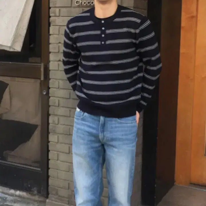 [BUNJANG] Mind Bridge Henley Neck Knit (Size 95) / 마인드브리지 헨리넥니트 95