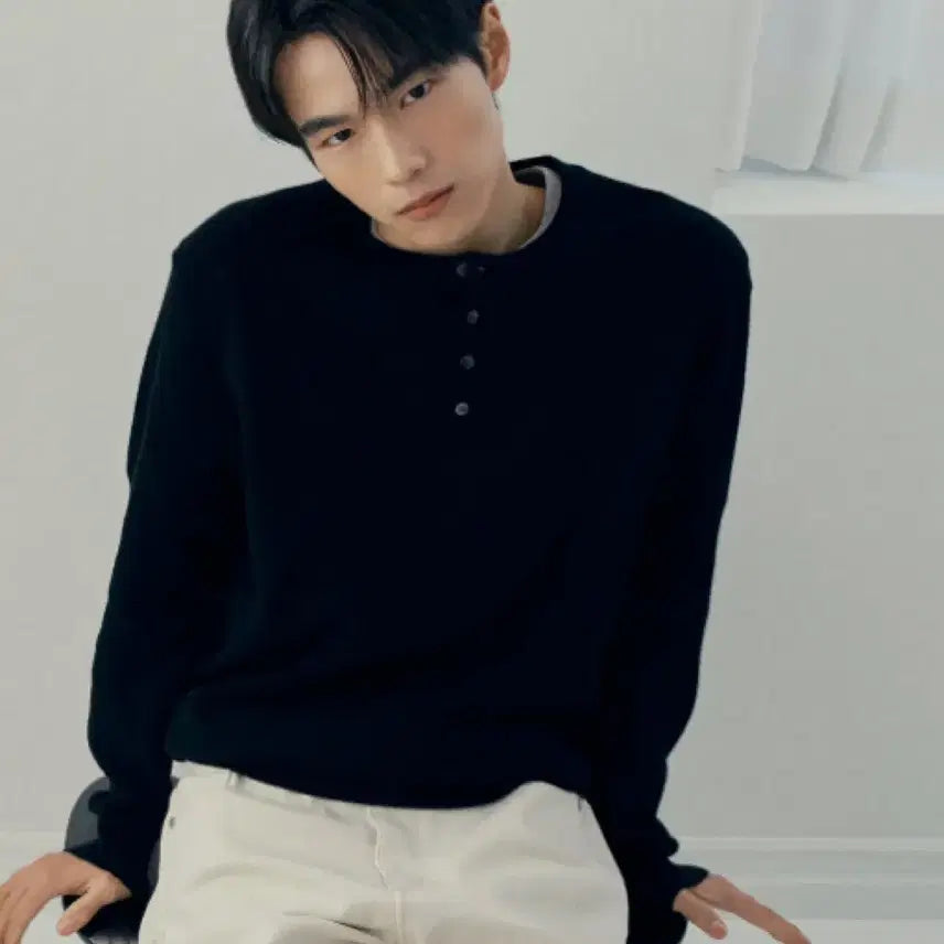 [BUNJANG] Mind Bridge Henley Neck Knit 95 / 마인드브리지 헨리넥니트 95