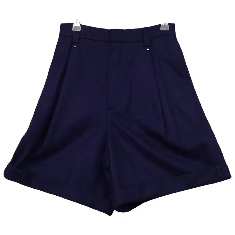 [BUNJANG] CHLOE High-Waisted Pumpkin Navy Wool Shorts / 끌로에 하이웨스트 펌킨 네이비 반바지 61-90