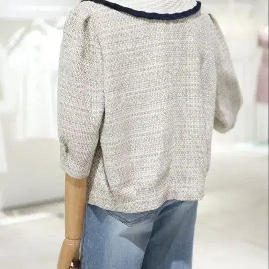 [BUNJANG] It Michaa Tweed Jacket Navy White Collar / 잇미샤 트위드자켓/55~66 새상품