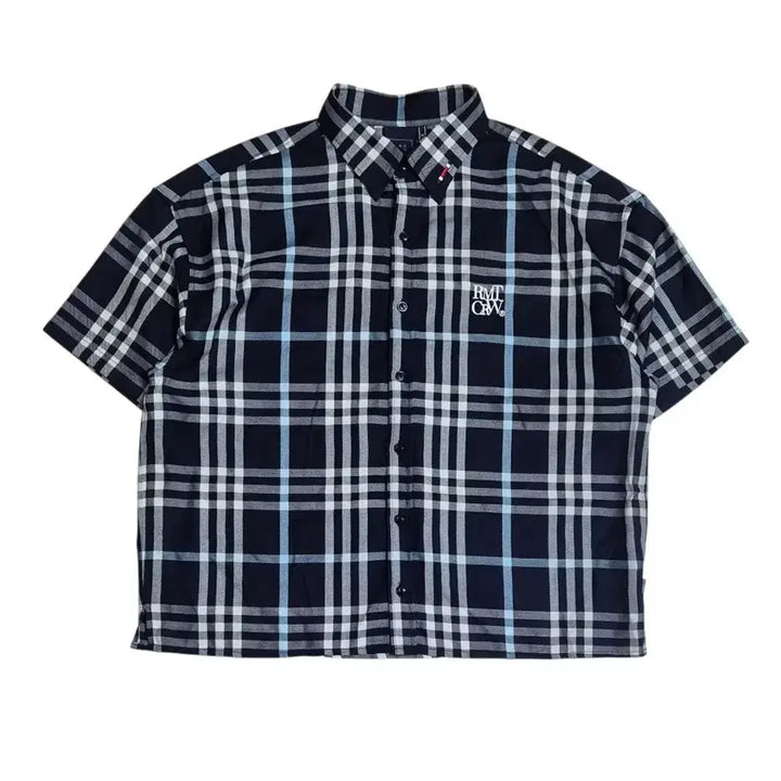 [BUNJANG] Romantic Crown Check Short-Sleeve Shirt / 로맨틱크라운 체크 반팔셔츠