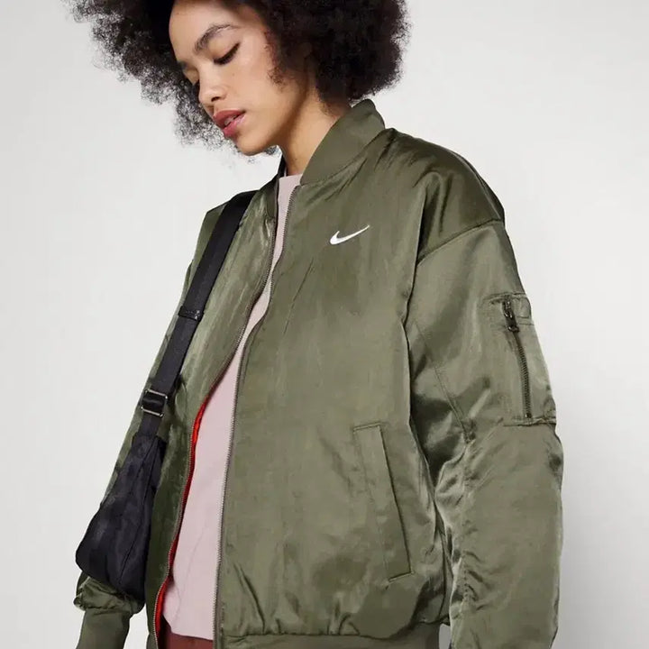 [BUNJANG] Nike Reversible Varsity Bomber Jacket Khaki/Orange / 정품))나이키 리버시블 양면 바시티 항공점퍼 카키/오렌지 양면점퍼