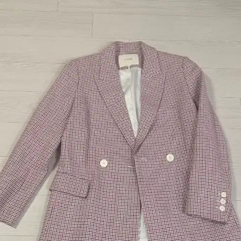 [BUNJANG] Double-Breasted Pink Check Jacket / 마주자켓
