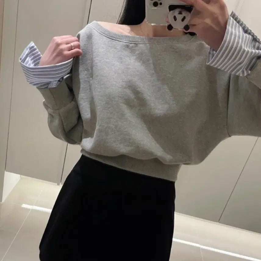 [BUNJANG] Stripe Layered Cropped Sweatshirt / 크롭 레이어드 맨투맨
