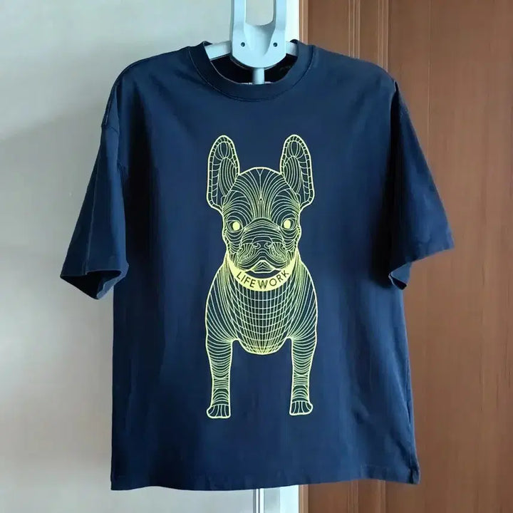 [BUNJANG] Life Work Navy Bulldog T-Shirt / 라이프워크 네이비 불독 반팔 티셔츠
