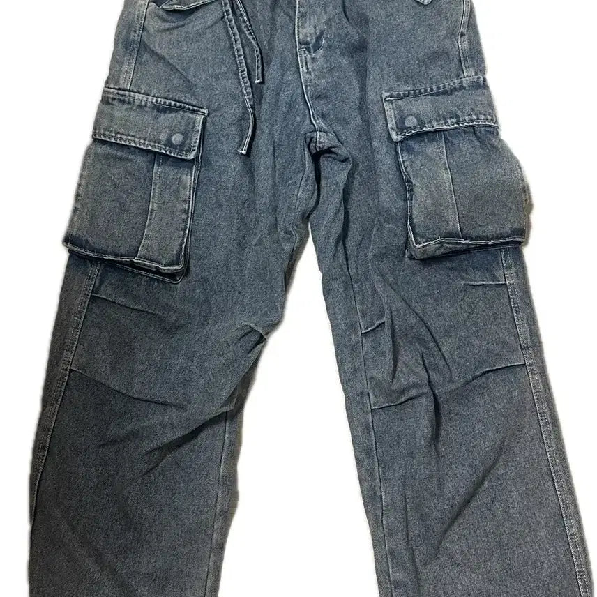 [BUNJANG] Chicks Point Cargo Denim Pants (Medium Blue) / 칙스 포인트 카고 데님 팬츠 중청
