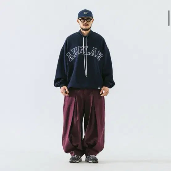 [BUNJANG] Anglan Wing Tuck Balloon Pants Burgundy / 앵글런 wing tuck balloon pants 버건디