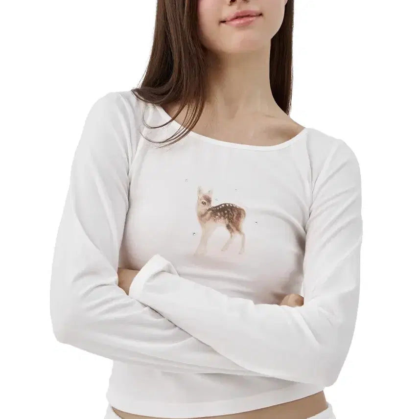 [BUNJANG] Glitcher Bambi Sparkle Top White / 클리시어 Dear bambi sparkle top, White