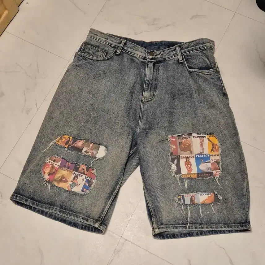 [BUNJANG] Wecanders Playboy Collaboration Denim Shorts XL / 위캔더스 플레이보이 데님 반바지 (사이즈 xl)