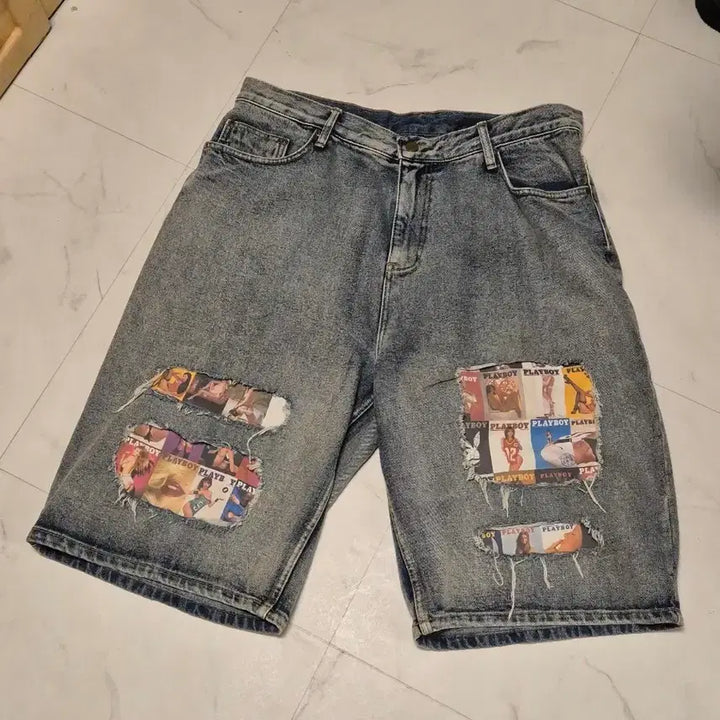 [BUNJANG] Wecanders Playboy Collaboration Denim Shorts XL / 위캔더스 플레이보이 데님 반바지 (사이즈 xl)