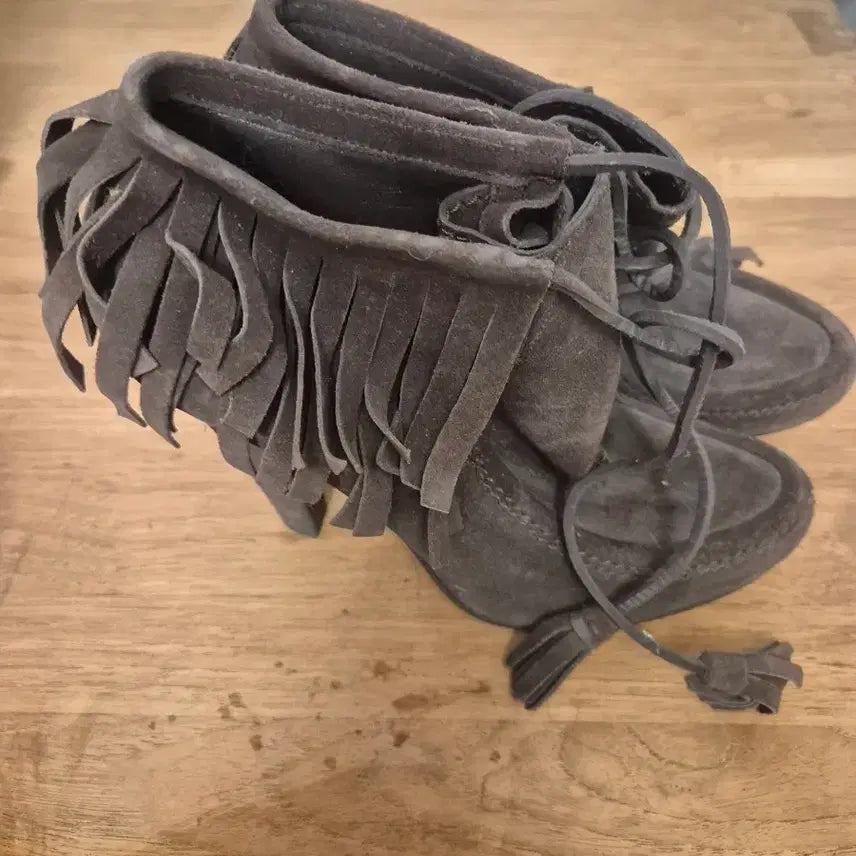 [BUNJANG] Suede Tassel Detail Ankle Boots / 스웨이드 태슬 장식 앵클 부츠