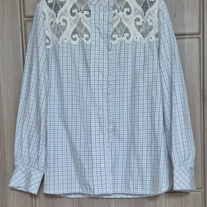 [BUNJANG] Sandro Paris Check Lace Blouse / 산드로 체크 레이스 블라우스(여성)