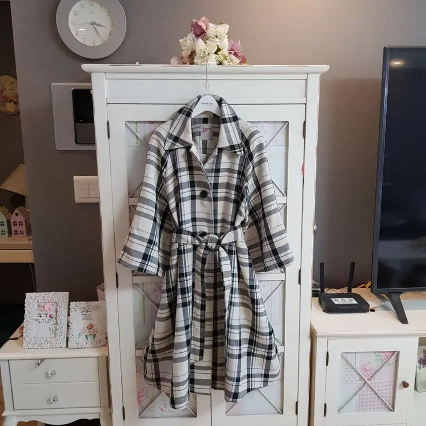 [BUNJANG] 8Seconds Trench Coat Checkered Pattern Size 55-66 / 에잇세컨즈 트렌치코트/55-66
